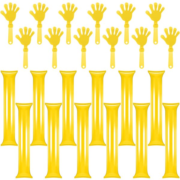 ZCYSRLQIN 24 Pcs Noisemakers Include 12 Hand Clappers 12 Thunder Sticks Cheer Noise Makers for Sporting Events Football Games School Team Spirit Items Party Favors Dance（Sunburst Yellow