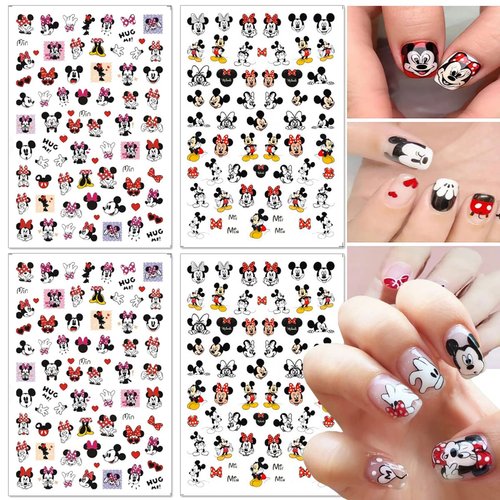 6 Sheets Cute Cartoon Nail Art Stickers Self Adhesive Designer Nail Art Supplies Cute Nail Design Stickers 3D Kawaii Nail Stickers Decals for Women Girls Nail Decorations Manicure Tips