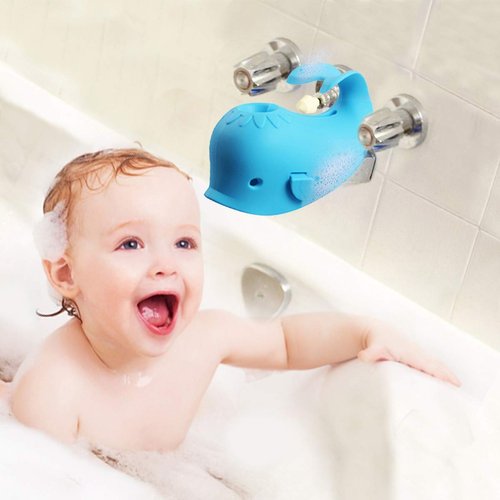Bath Spout Cover, Faucet Cover Baby Bathroom Tub Faucet Cover Protector for Kids, Bathtub Spout Cover for Baby Kids Toddlers Protection Accessories Baby Safety Universal Bath Silicone Toys Whale Blue