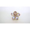 Small mini gold metal ab crystal flower hair claw clip
