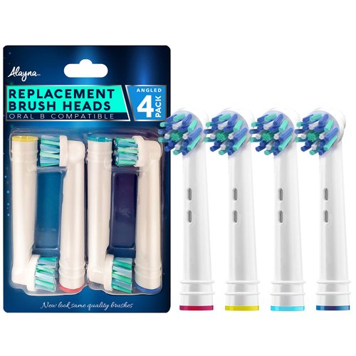 Replacement Brush Heads for Oral B- Pack of 4 Cross Generic Electric Toothbrush Heads for Oralb Braun- Crossact Toothbrushes Compatible with Most Oral-B Bases- Quality Action Bristles