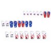 IDDFEVE 4th of July Press on Nails, Medium Square Independence Day Red Blue Nails, USA Flag Designs Artificial Acrylic Holiday Nail Decorations for Women