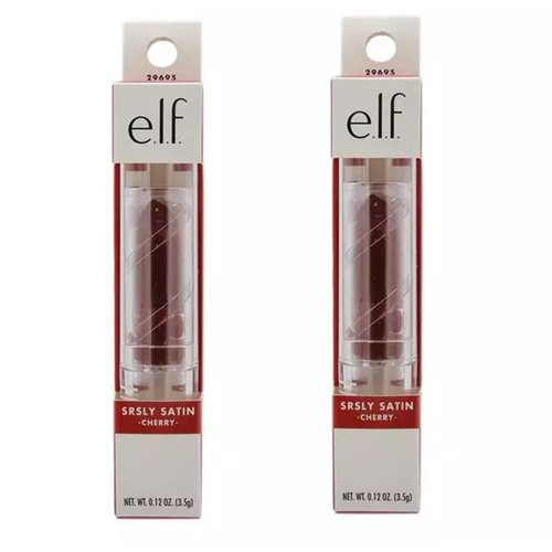 ELF Pack of 2 E.l.f. Srsly Satin Lipstick, Cherry 29695