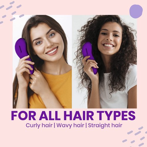 Performore Smooth Glide Detangler Hairbrush, Single Styling Brush for Natural, Curly, Straight, Wet or Dry Hair, Fast Blow Drying, Long or Short Hair for Women, Girls and Kids (1 Pack, Purple)