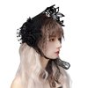 Ylucky Lolita Headband Victorian Bonnet Hat Halloween Cosplay Gothic Maid Lace Hair Accessory Hair Hoop Tea Party Sun Hat