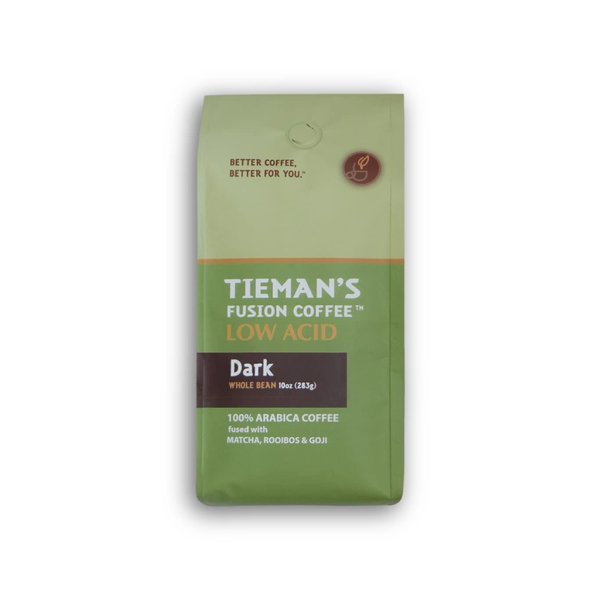 Tieman's Fusion Coffee, Low Acid Dark Roast, Whole Bean, 10 ounce bag