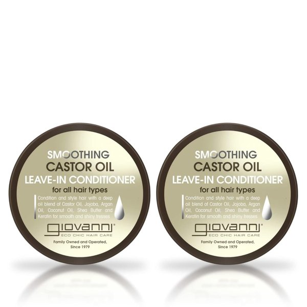 GIOVANNI Smoothing Castor Oil Leave-In Conditioner – All Hair Types, Moisturize Hair & Scalp, Hydrate & Tame Frizz, Jojoba, Argan Oil, Coconut Oil, Shea Butter, Keratin - 11.5 oz (Pack of 2)