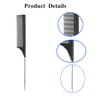 3 Pack Rat Tail Combs for Pintail Hair Parting & Teasing, Heat Resistant Carbon Fiber Fine Tooth Comb with Stainless Steel Handle Pin