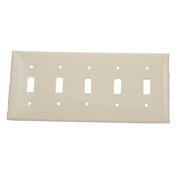 Leviton 80723-W 5-Gang Toggle Device Switch Wallplate, Standard Size, Thermoplastic Nylon, Device Mount, White