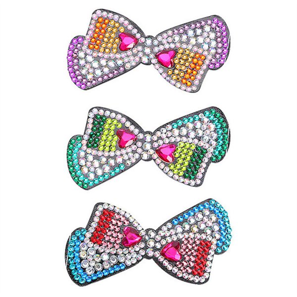 3Pcs Diamond Painting Hair Clips, 5D Bowknot Bobby Pins Girls Diy Diamond Hair Clip Butterfly Hairpin Elegant Barrettes Gift For Girls Daughter Best Friend Or Mather 8.5 * 3.5cm (D)