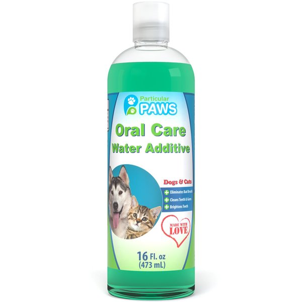 Particular Paws Fresh Breath Water Additive for Dogs and Cats - for Clean Teeth, Healthy Gums and Oral Care - 16oz
