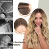 Nnzes Long Blonde Wavy Wig for Women Middle Part Curly Wigs Natural Looking Ombre Blonde Synthetic Heat Resistant Fiber Women Wigs for Daily Party Use