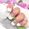 LIFOOST Gel Nail Art Wraps French Tip White Jelly Pink Adhesive Nail Stickers 22 Polish Strips Art Manicure Kits for DIY at Home