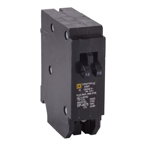 Square D by Schneider Electric HOMT1515CP Homeline 2-15 Amp Single-Pole Tandem Circuit Breaker, No Size, No Color
