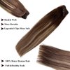 Human Hair Extensions Ubetta Clip in Hair Brown to Chocolate Brown with Honey Blonde Highlights Remy Clip in Hair Extensions for Women 7 pcs Double Weft Clip in Real Hair Extensions 16 Inch 120 Gram