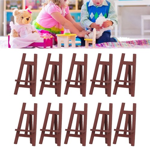 Wooden Dollhouse Accessories, Dollhouse Miniatures, 10 Pcs Dollhouse Easel Detail Design Sturdy Pinewood Multi Purpose Miniature Painting Easel for 1:12 1:6 Scale