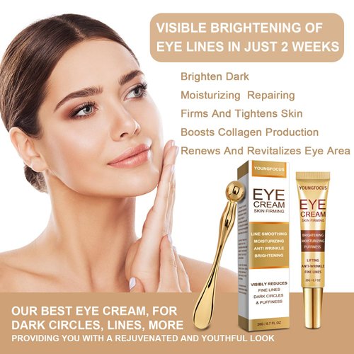 Retinol Eye Cream for Dark Circles and Puffiness, Anti Aging Eye Cream with Hyaluronic Acid and Collagen, in 2 Weeks, Lightweight Eye Cream Gel to Smooth Fine Lines and Hydrate Eye Area