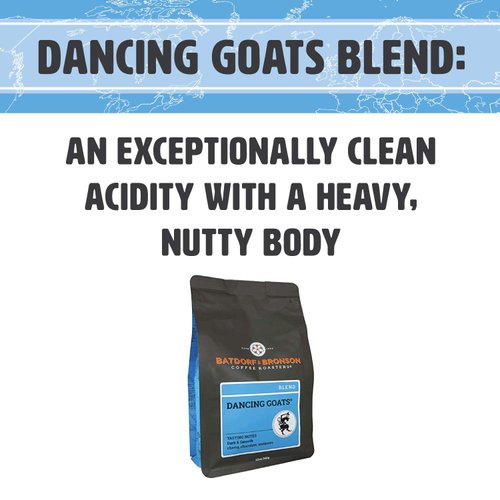Batdorf & Bronson Dancing Goats Blend, Whole Bean Coffee, 12 oz (2 Pack)