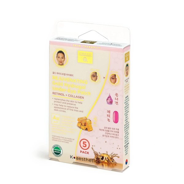 Earth Therapeutics Recovery Gold Hydrogel Under-Eye Patch – Retinol + Collagen (10 Patches)