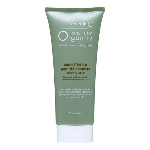 emerginC Scientific Organics Grape Stem Cell, White Tea + Seaweed Body Butter - Nourishing Plant Stem Cell Cream with Vitamins A, C, E for Dry Skin (6.7 oz, 200 ml)