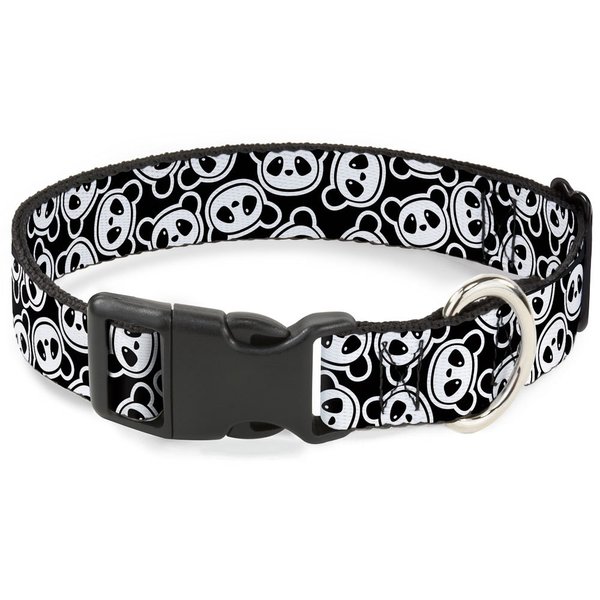 Buckle-Down 16-23" Scattered Panda Bear Cartoon2 Black/White Plastic Clip Collar, Wide Medium