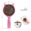 Hair Brush, BESTOOL Small Travel Hair Brushes for Women, Men or Kids, Wooden Toddler Boar Bristle Hair Brush for Detangling, Defrizz, Distribute Oil (Pink)