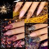 RARJSM Reflective Glitter Gel Nail Polish Set 6 Colors Sparkle Sliver Champagne Gold Pink Orange Black Red Rainbow Sequins Gel Nail Polish Soak Off UV Diamond Gel Polish DIY Salon Manicure at Home