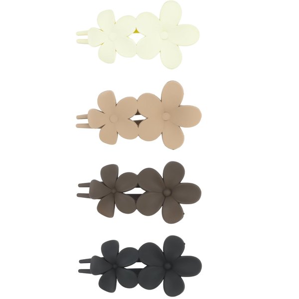 CURASA 4Pcs Flower Hair Clips For Women Girls French Alligator Floral Matte Hair Styling Barrettes Non-Slip Duck Billed Hair Decorations For Thick Thin Fashion Black Summer Accessories