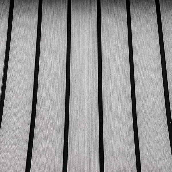 Eapmic EVA Faux Teak Decking Sheet for Fish Boat Yacht Non-Slip Marine Flooring Mat (Light Grey with Black Stripes, 94.5"x35.4")