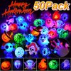 Coluans Halloween Treats 50Pcs Halloween Light Up Rings LED Halloween Toys Glow in The Dark Halloween Party Favors for Kid LED Flash Rings Non Candy Gift Bag Fillers NEW VERSION