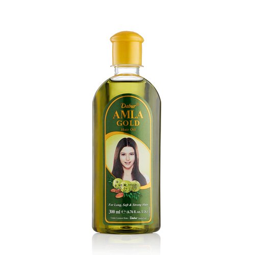 Dabur Amla Gold Hair Oil - Hair Serum with Amla Oil, Almond and Henna - Moisturizing Hair and Scalp Oil for All Types of Hair - Natural Hair Oil Treatment Products for Women (1, 300 ml)