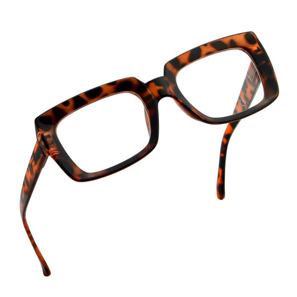Eyekepper Stylish Reading Glasses Women - Oversized Square Readers Tortoise +0.75