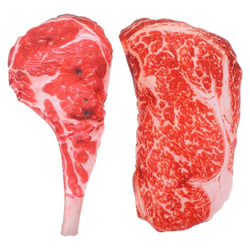 NUOBESTY 2Pcs Dog Chew Toys Dolls Artificial Steak Dog Squeaky Toy Plush Dog Toys Stuffed Dog Toy Puppy Molar Chew Squeeze Sound Toys for Training Cleaning Teeth