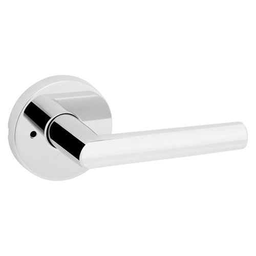 Kwikset Milan Interior Privacy Door Handle with Lock, Door Lever For Bathroom and Bedroom, Polished Chrome Reversible Keyless Push Button Lock Door Lever