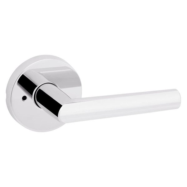 Kwikset Milan Interior Privacy Door Handle with Lock, Door Lever For Bathroom and Bedroom, Polished Chrome Reversible Keyless Push Button Lock Door Lever