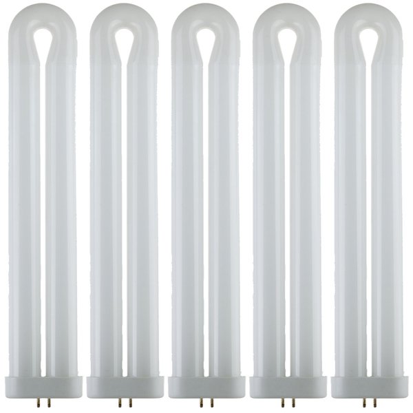 Sunlite 40487-SU T8 Fluorescent U-Shaped Light Bulb, 40 Watts, UV Light, 365nm Color Wavelength, GX10q 4-Pin Base, Plug-in, 5,000 Hour Life Span, Clubs, Restaurants, Party Lights, Blacklight, 5 Count