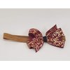 Burgandy with gold Scroll Headband Hair Bow