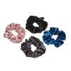 The Original Scrunchie® Luxury Velvet Gift Set Includes 4 Unique Scrunchies: Leopard, Black, Pink, Teal in Acrylic Presentation Box