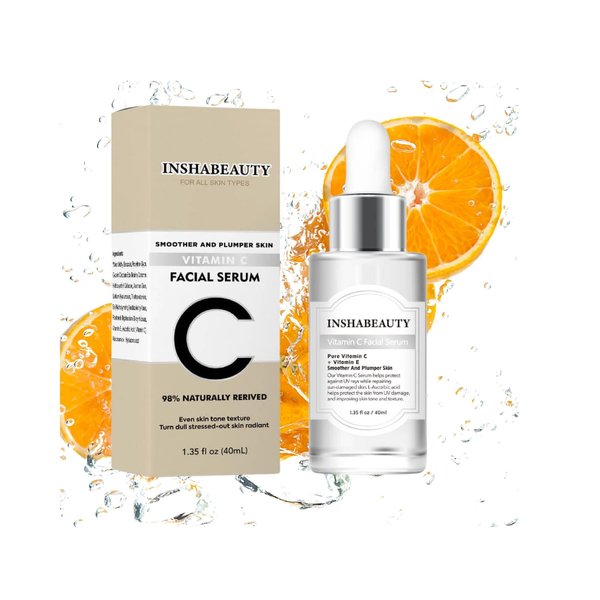 Inshabeauty vitamin c face serum hyaluronic acid, vitamin e,Skin care,beauty, korean skin care,personal care products, Anti ageing,Anti wrinkles, Smoother and Plumper Skin 40ml.