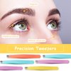 16 Pieces Slanted Tweezers, Eyebrow Slanted Tip Tweezers Precision Stainless Steel Eyebrow Tweezers for Eyebrows, Ingrown Hair, Facial Hair and Lash Extension (Orange, Purple, Blue, Yellow)