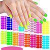 SILPECWEE 16 Sheets Fluorescence Nail Wraps for Women Self Adhesive Nail Polish Stickers Nail Polish Strips Stick on Nails Gel Nail Strips Fingernail Manicure Stickers with 1pc Nail File