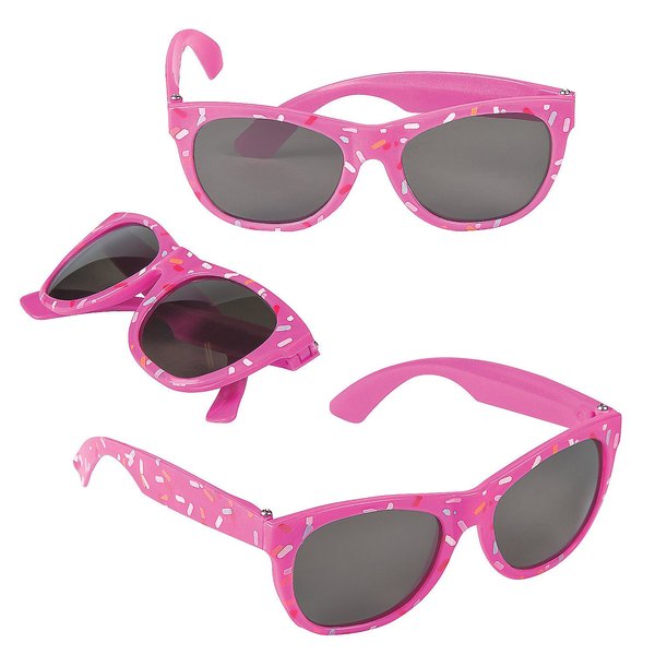 Fun Express Donut Sprinkle Sunglasses for Kids Birthday - Set of 12 - Cupcake, Baking and Donut Themed Party Favors