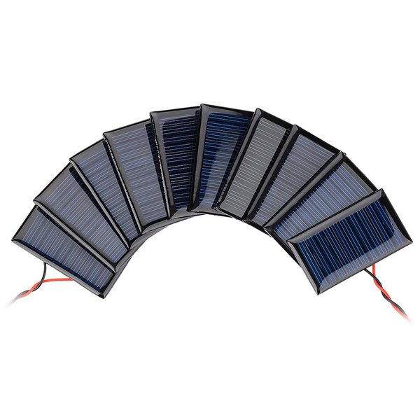 AOSHIKE 10Pcs 5V 30mA Mini Solar Panels for Solar Power Mini Solar Cells DIY Electric Toy Materials Photovoltaic Cells Solar DIY System Kits 2.08"x1.18"(5V 30mA 53mmx30mm)