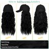 Lansigreen Hat Wig for Women Baseball Cap with Hair Extensions Adjustable Hat Attached 24" Long Wavy Hairpieces Synthetic Wig Dark Black