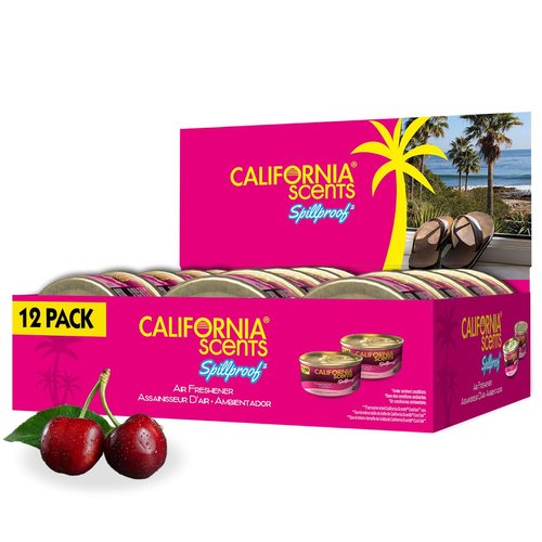 California Scents Can Air Freshener and Odor Neutralizer, Set of 12 Spillproof Cans for Home and Car, Coronado Cherry, 1.5 Oz Each, Pack of 12 (Packaging May Vary)
