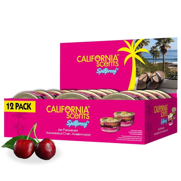California Scents Can Air Freshener and Odor Neutralizer, Set of 12 Spillproof Cans for Home and Car, Coronado Cherry, 1.5 Oz Each, Pack of 12 (Packaging May Vary)