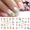 Bunny Nail Art Stickers Easter Nail Decals Cartoon Cute Bunny Carrot Rabbit Water Transfer Nail Accessories Flower Design Acrylic Nail Supplies Holiday Nail Decoration for Women Girls Manicure 12Sheet