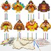 16 Pack Thanksgiving Party Favors,Fall Turkey Wind Chime Craft Kit,Autumn Harvest Party Wooden Arts DIY Coloring Craft for Kindergarten Fiesta Fall Thanksgiving Party Art Activity Supplies(Turkey)