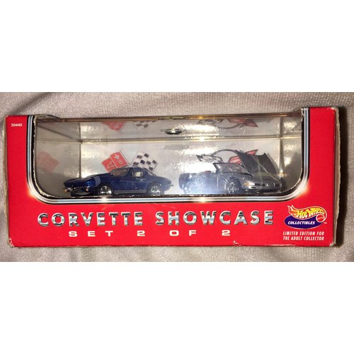 Hot Wheels Collectibles - Corvette Showcase - Set 2 of 2 - 45th Corvette Anniversary - 2Car Corvette Set in Display Case