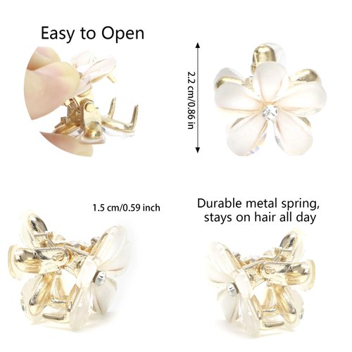 ACO-UINT 20 Pcs Small Flower Hair Clips for Women, White Flower Clips Non-slip Flower Claw Clip, Cute Clips for Hair 90s Hair Accessories for Women Girls